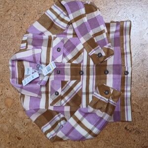 Kensie Jeans Fleece Flannel Plaid Cropped Jacket Size M NWT